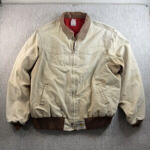 Vintage Carhartt J13 Santa Fe Jacket Size XXL Red Quilted Liner Faded Khaki USA